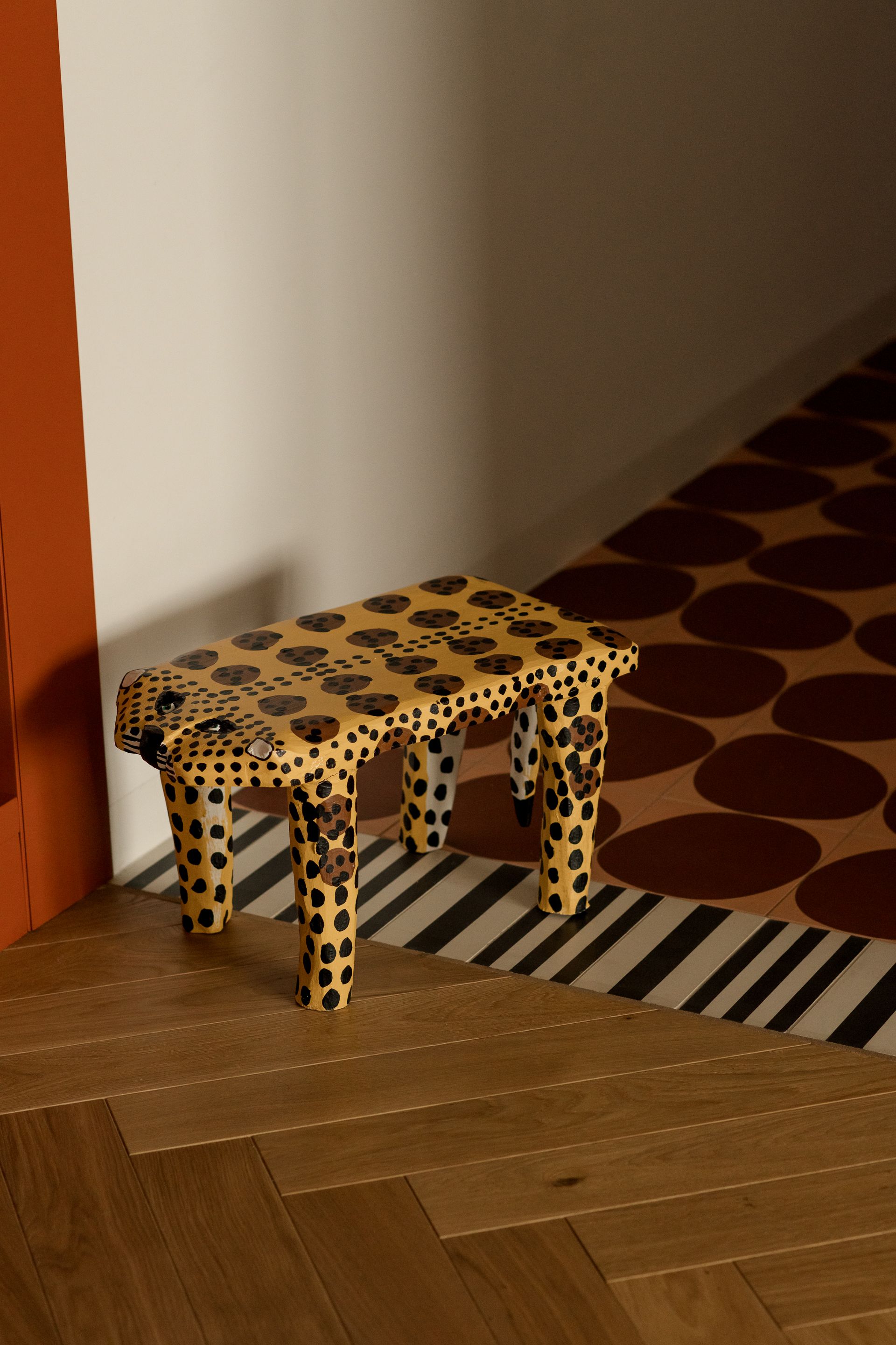 A leopard side table