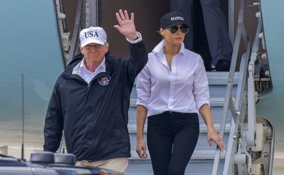 President Trump and first lady Melania Trump arrive in Texas.