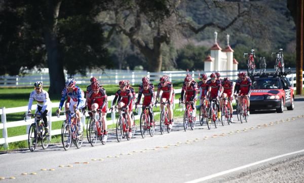 The BMC Racing Team training ride started out through the horse country outside Agoura Hills.
