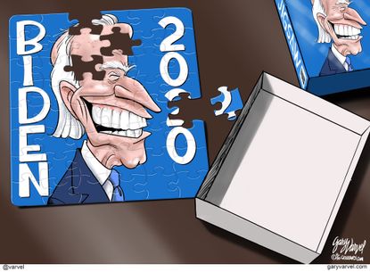 Political Cartoon U.S. Joe Biden 2020 Election Puzzle Missing Pieces Brain