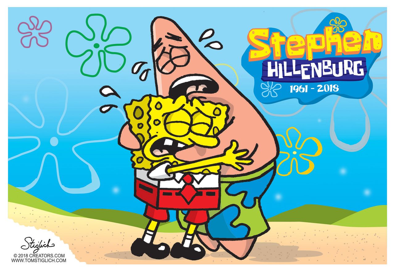 Editorial cartoon U.S. Stephen Hillenburg death creator of SpongeBob SquarePants Patrick Star