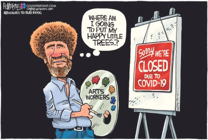 Editorial Cartoon U.S. bob ross covid arts