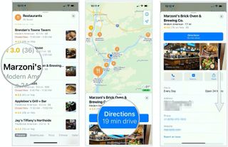 To find a nearby location, tap on a location under the category you selected, then choose Directions for information on how to get there. You can also scroll down for more information