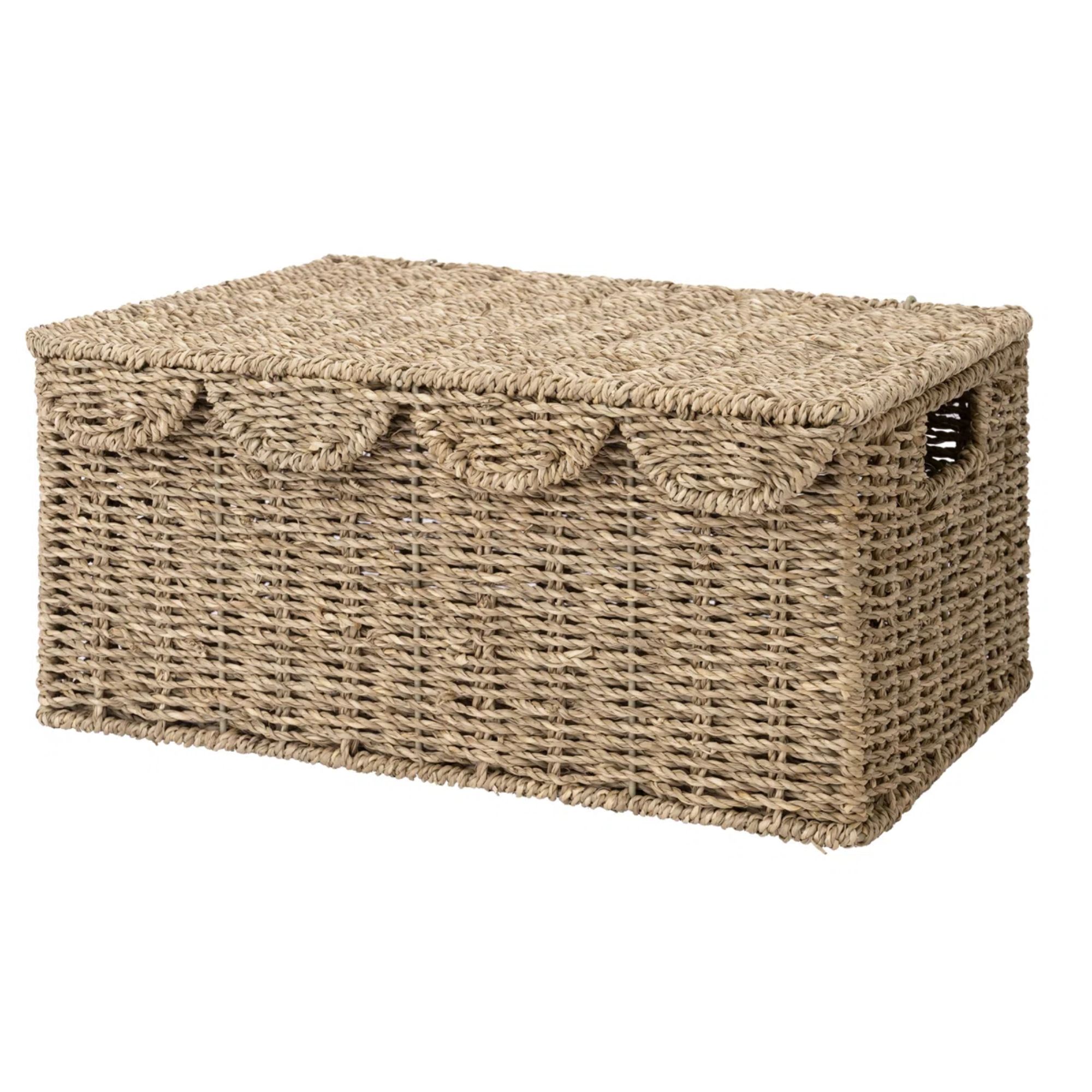 Scalloped rattan storage box
