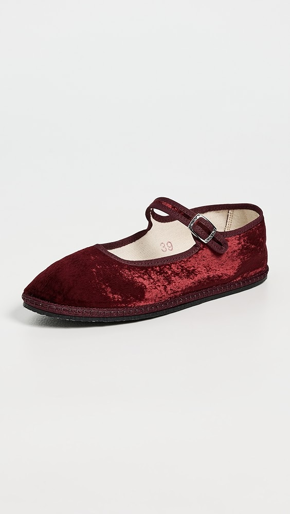 Vibi Venezia Mary Jane Satin Velvet Flats