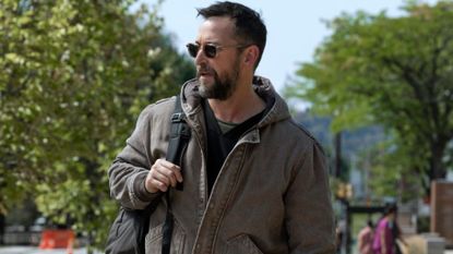 Dr. Robby walks to work