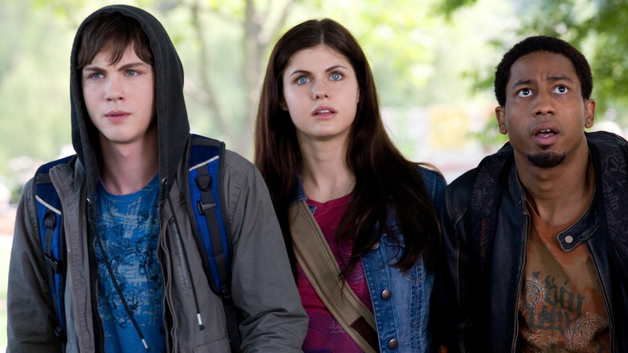 Percy and his companions, Annabeth and Grover.