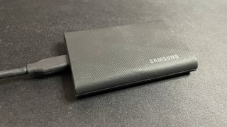 Samsung T9 SSD plugged in