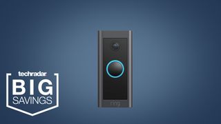 Ring Video Doorbell Wired on a blue background