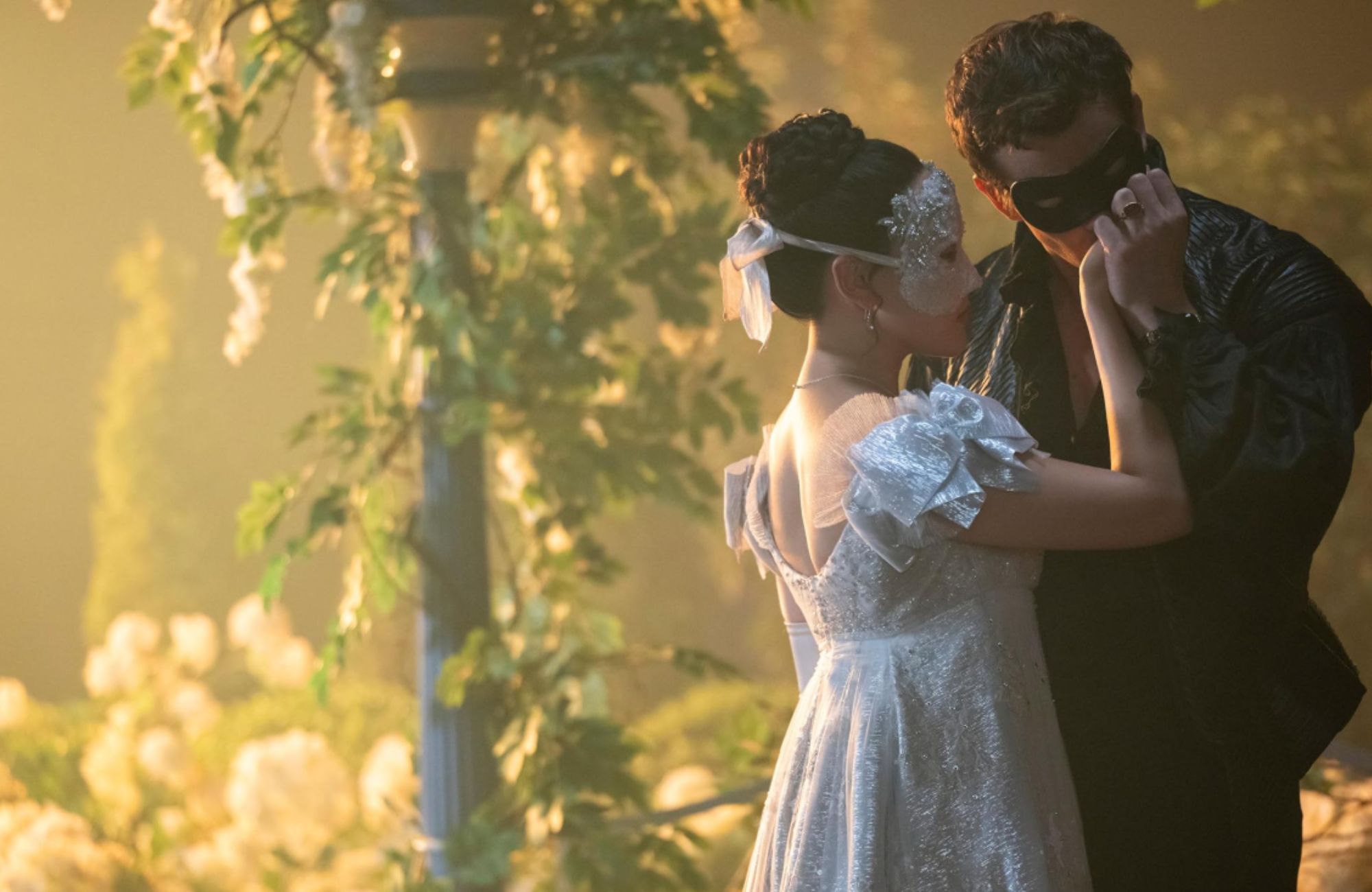 Luke Thompson and Yerin Ha as Benedict and Sophie in The Waltz, Bridgerton Season 4