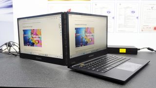 The AceMagic Z1A dual screen flip laptop at Computex 2024