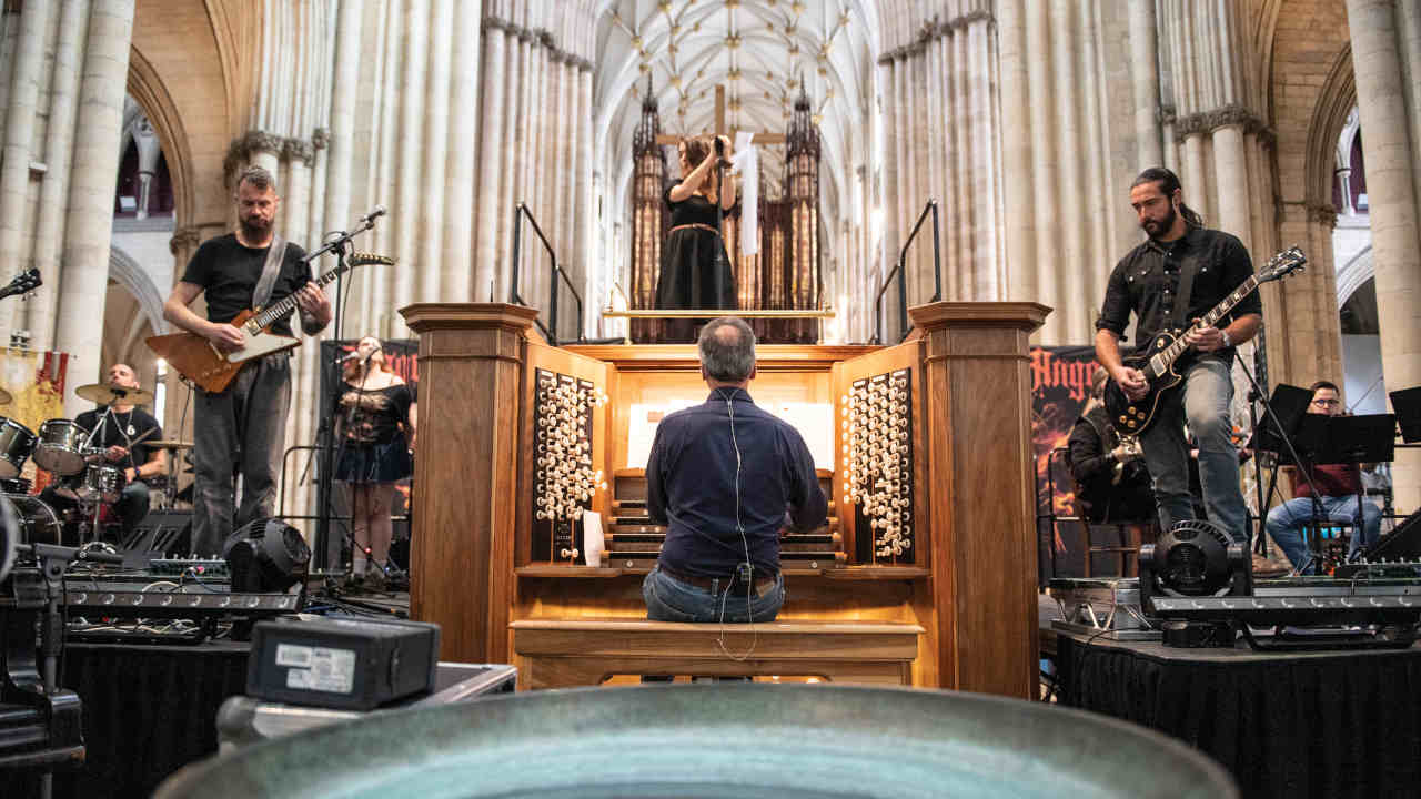Plague Of Angels performing inside York Minster