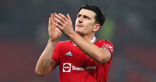 Manchester United captain Harry Maguire during the Emirates FA Cup Fourth Round match between Manchester United and Reading at Old Trafford on January 28, 2023 in Manchester, England.