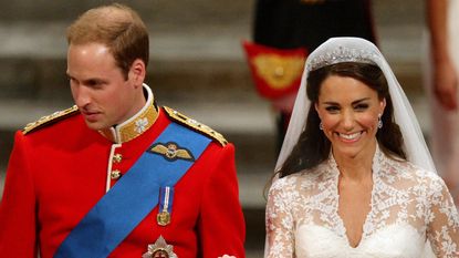 Prince William and Catherine Middleton leave Westminster Abbey following their Royal Wedding on April 29, 2011 in London, England. 