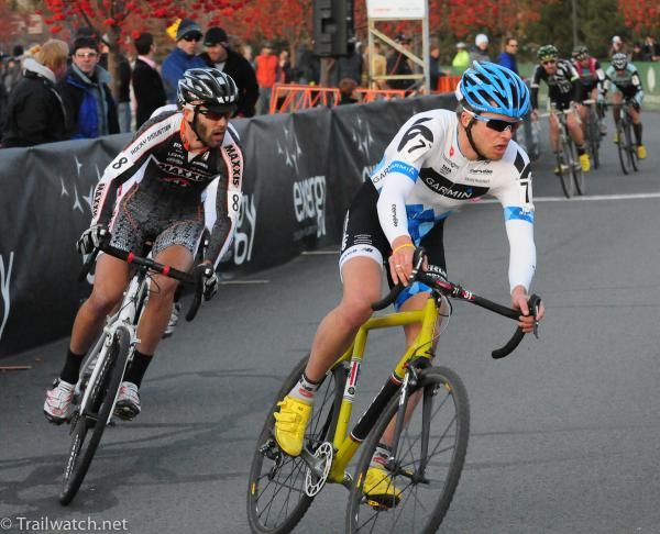 Danny Summerhill (Garmin-Chipotle) riding in third place ahead of Geoff Kabush