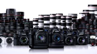 A selection of canon cameras and lenses