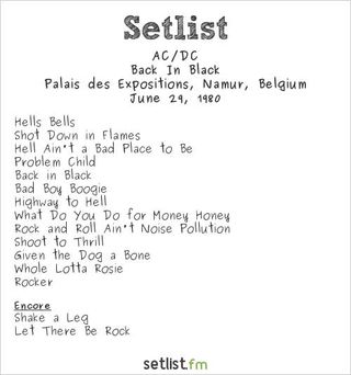 AC/DC's first setlist with Brian Johnson