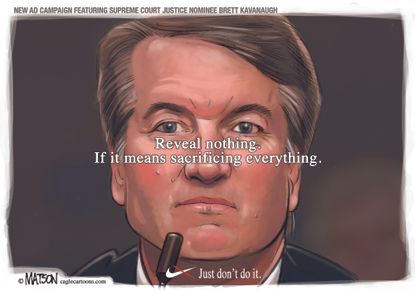 Political cartoon U.S. Brett Kavanaugh hearing Colin Kaepernick Nike ad