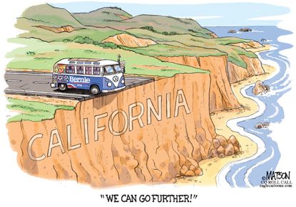 Political Cartoon U.S. Bernie Sanders California Primaries
