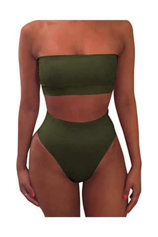 Yonique High Waisted Thong Bikini Set Two Piece Swimsuit High Cut Bikini V  Neck Bathing Suit : : Clothing, Shoes & Accessories