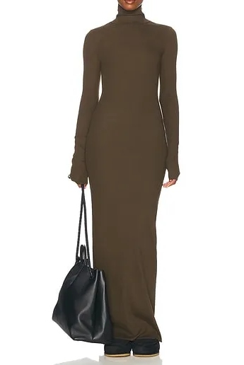 Eterne, Long Sleeve Turtleneck Maxi Dress