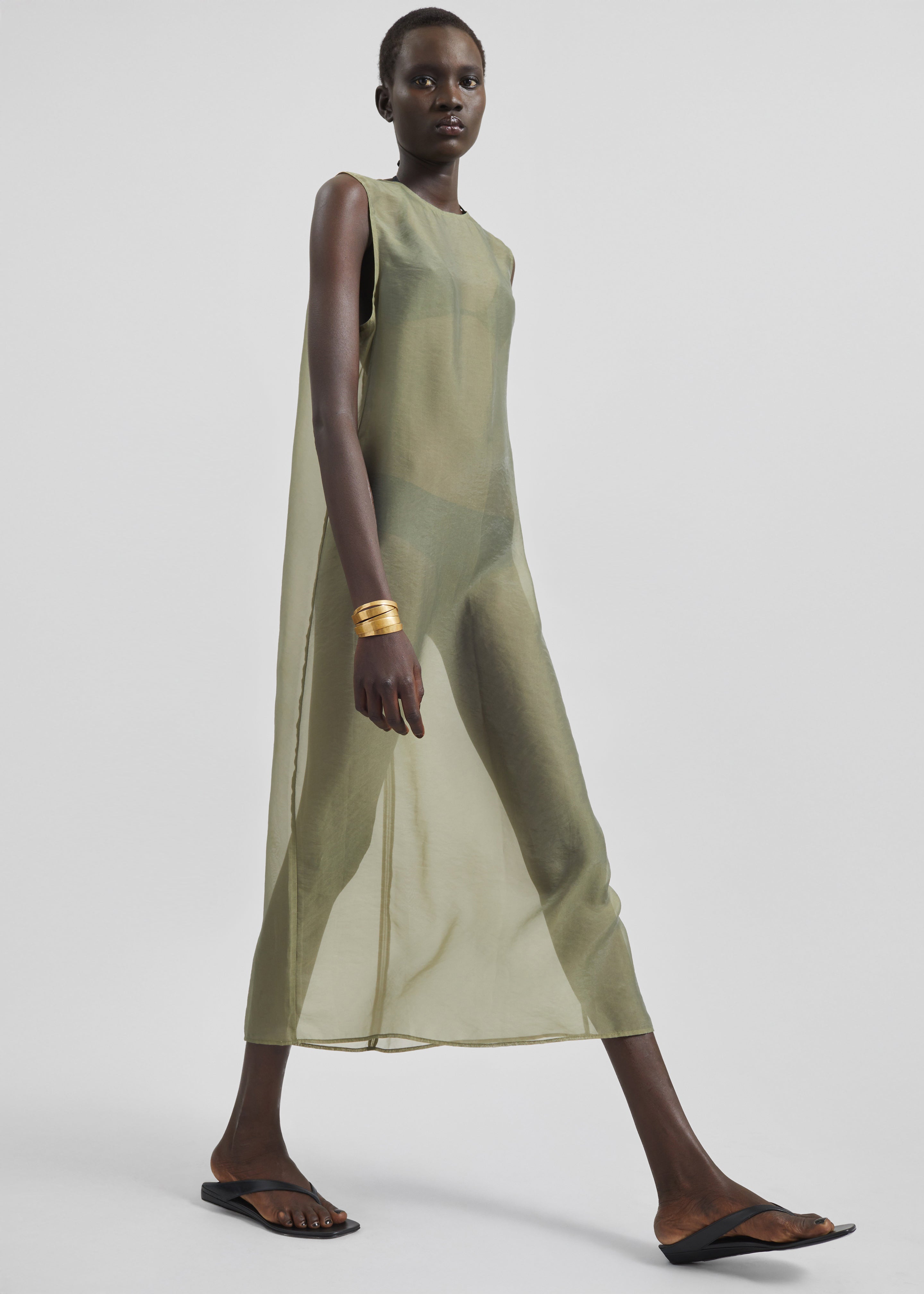 Corindi Sheer Organza Dress - Olive