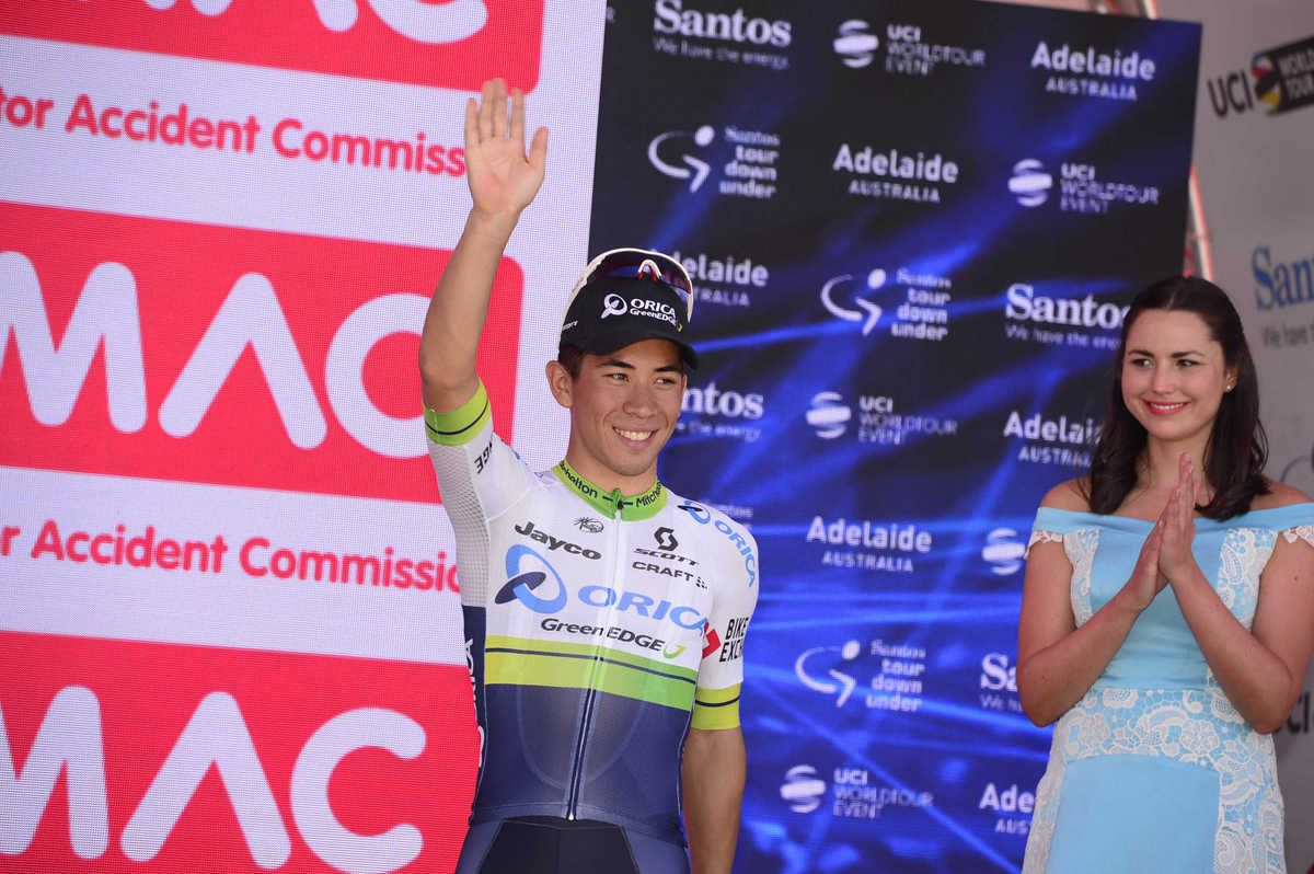 Stage 6 winner Caleb Ewan (Orica-GreenEdge) on the podium