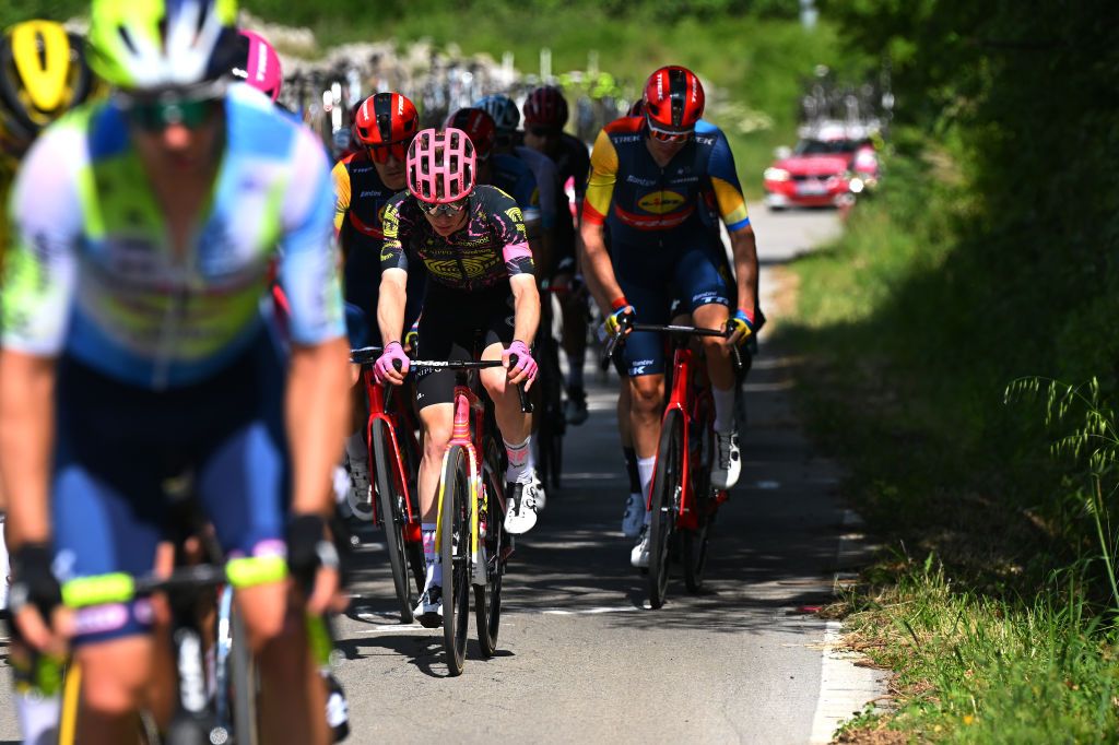 BOCCA DELLA SELVA ITALY MAY 14 Georg Steinhauser of Germany and Team EF Education EasyPost competes during the 107th Giro dItalia 2024 Stage 10 a 142km stage from Pompei to Cusano Mutri Bocca della Selva 1389m UCIWT on May 14 2024 in Bocca della Selva Italy Photo by Tim de WaeleGetty Images