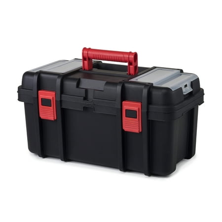 Hyper Tough 19-Inch Toolbox, Plastic Tool and Hardware Storage, Black
