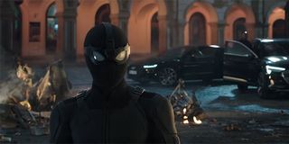 Spider-Man's all-black stealth suit in Spider-Man: Far From Home