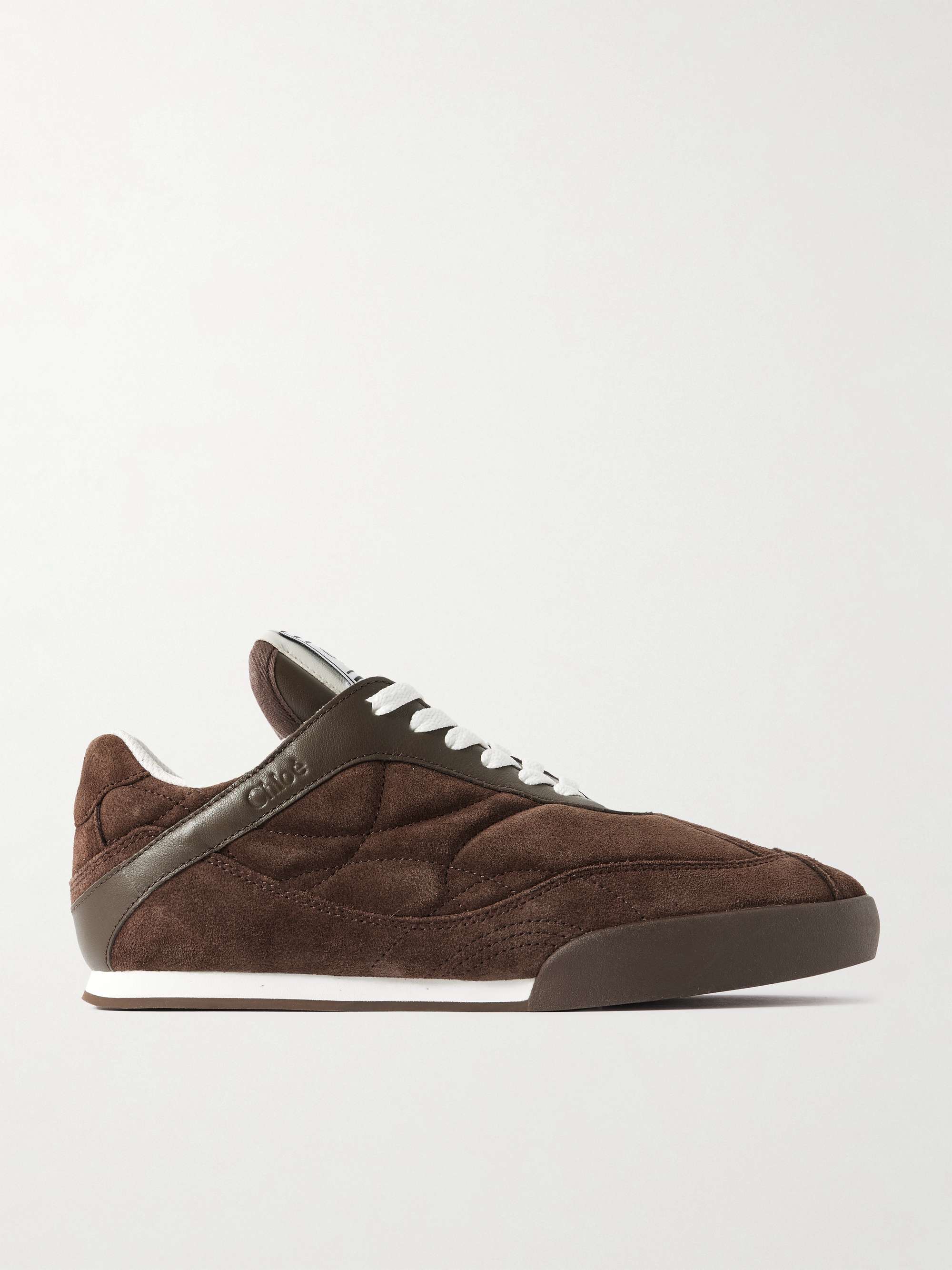 Kick Leather-Trimmed Quilted Suede Sneakers