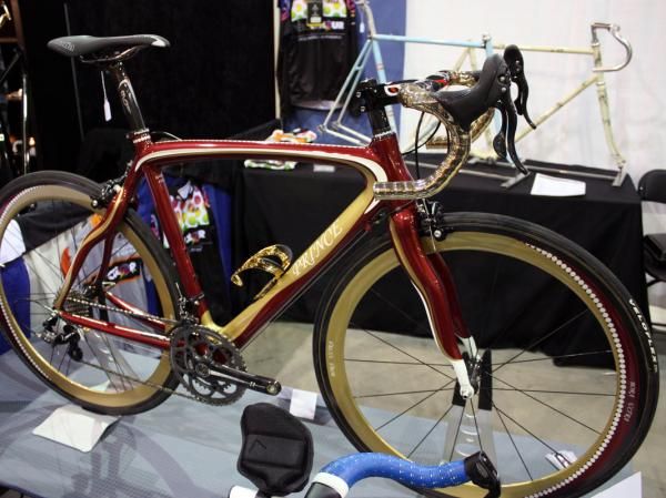 VeloColour refinished this Pinarello Prince with a brilliant deep red and gold paint job.