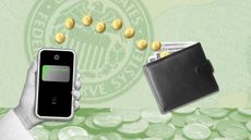 A phone transfers money into a wallet