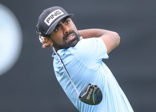 Sahith Theegala hits a driver off the tee