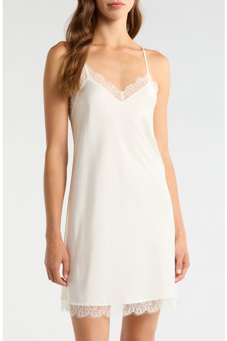 Scalloped Lace Trim Satin Slip