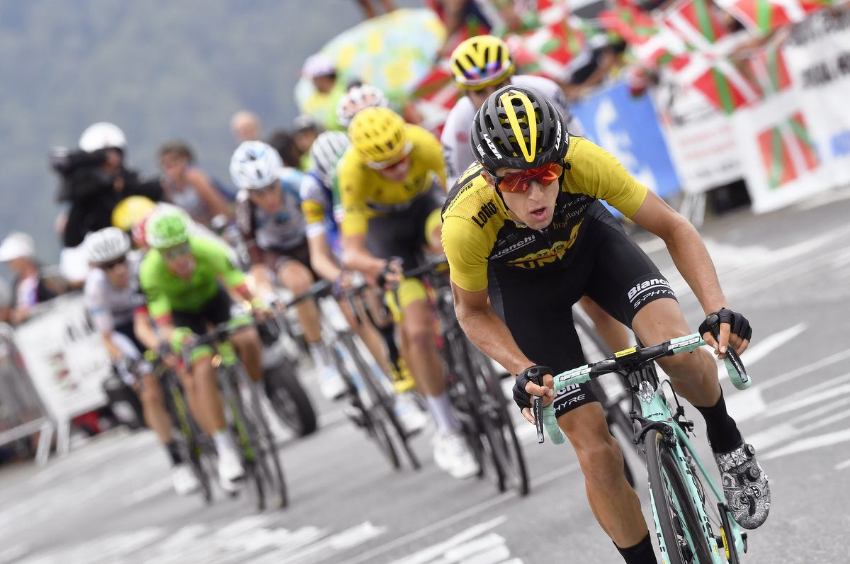 George Bennett (LottoNL-Jumbo) hits out at the end of stage 12
