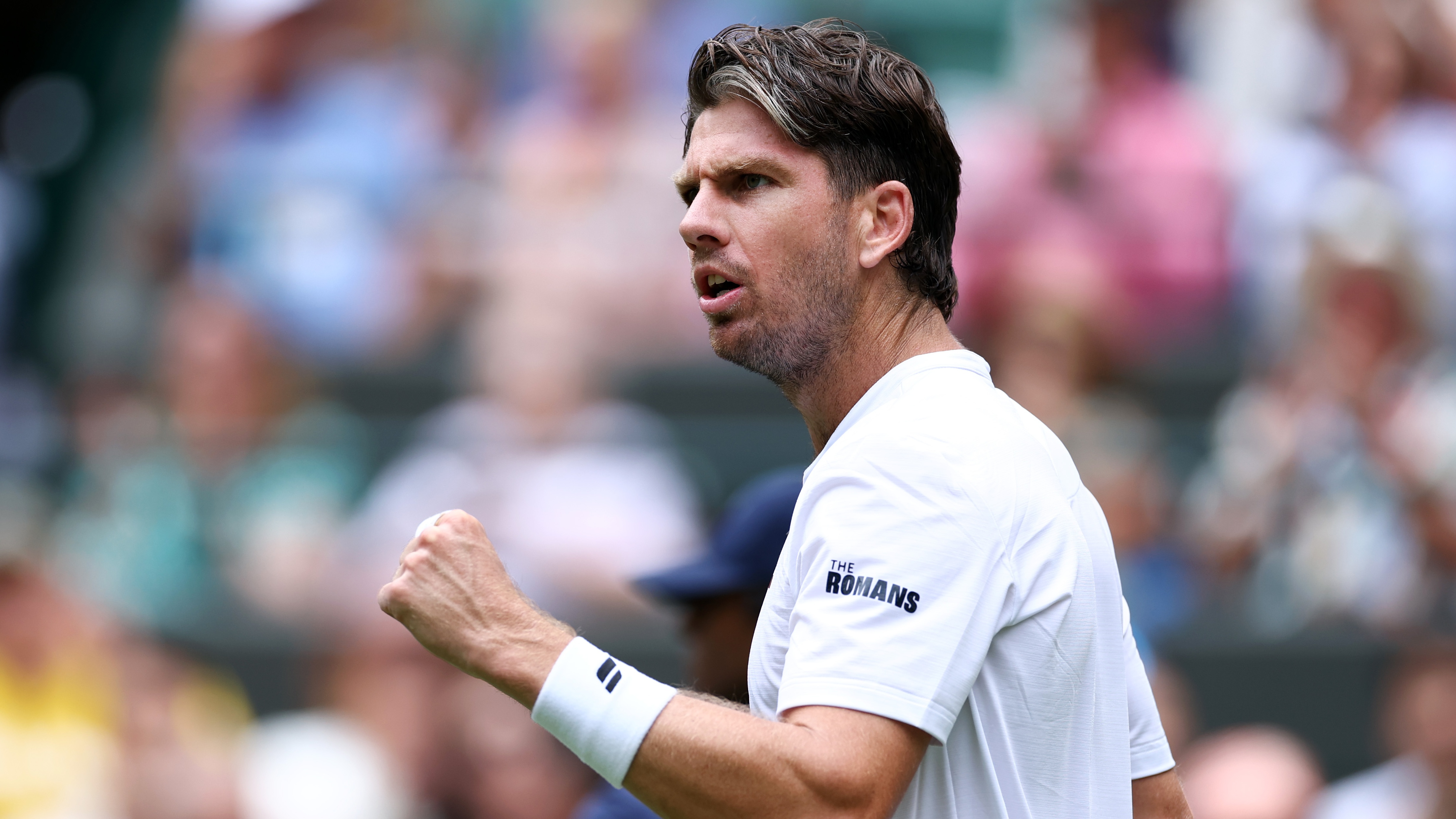 Cam Norrie celebrates a point at Wimbledon 2025