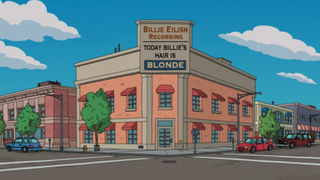 Billie Eilish hair joke in When Billie Met Lisa Simpsons short