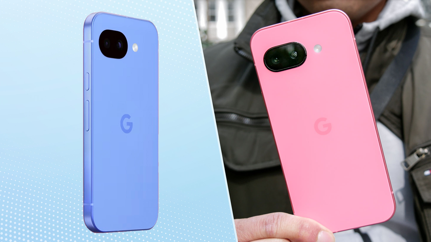 An official render of the Google Pixel 10a in an image split with the Pixel 9a