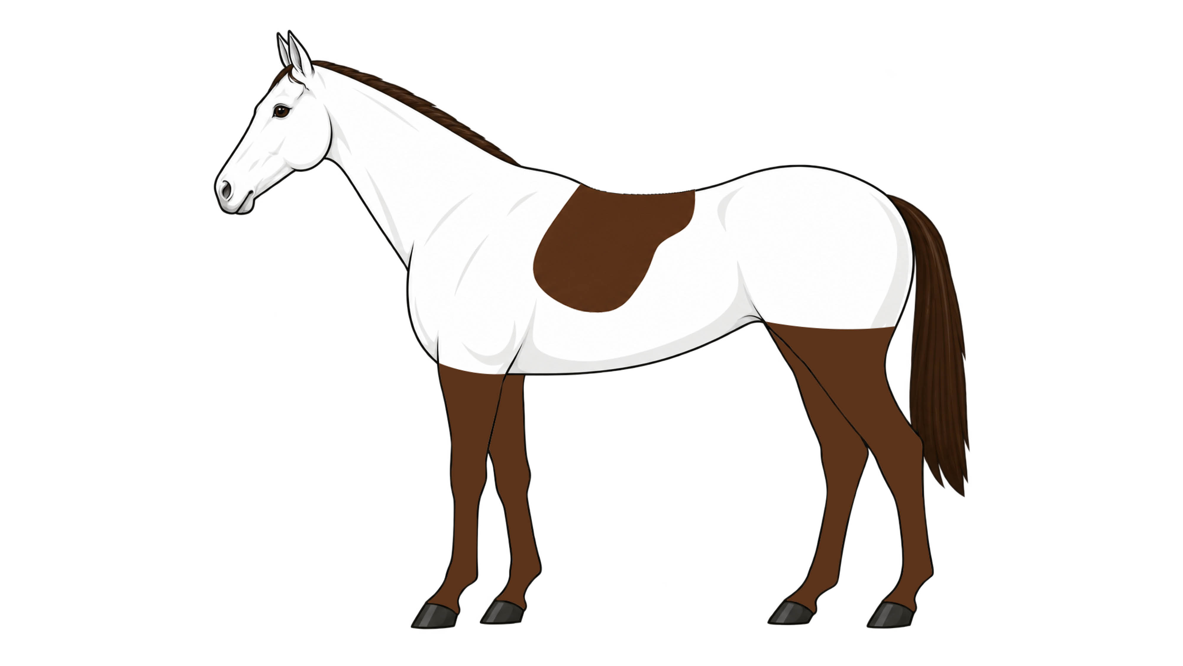 Diagram of hunter clip, with just saddle patch and legs left on