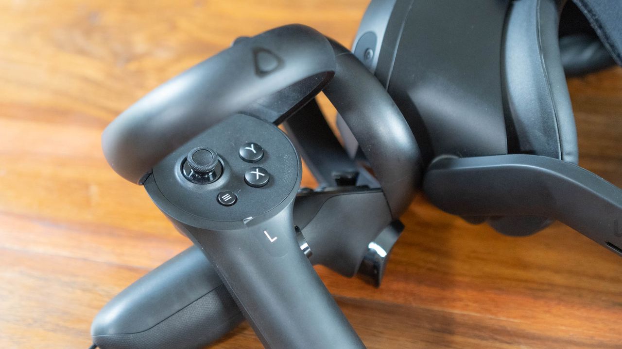A photograph of the HTC Vive Focus 3 controllers
