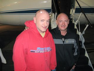 Astronaut brothers Scott Kelly (left) and Mark Kelly. Scott Kelly will spend a year on the International Space Station starting in 2015.