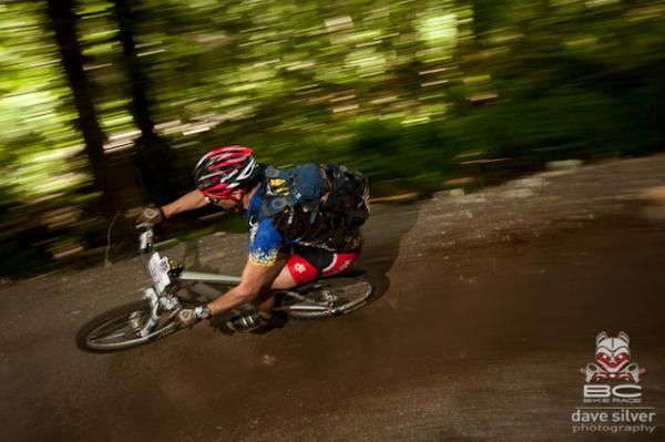 A racer zips along