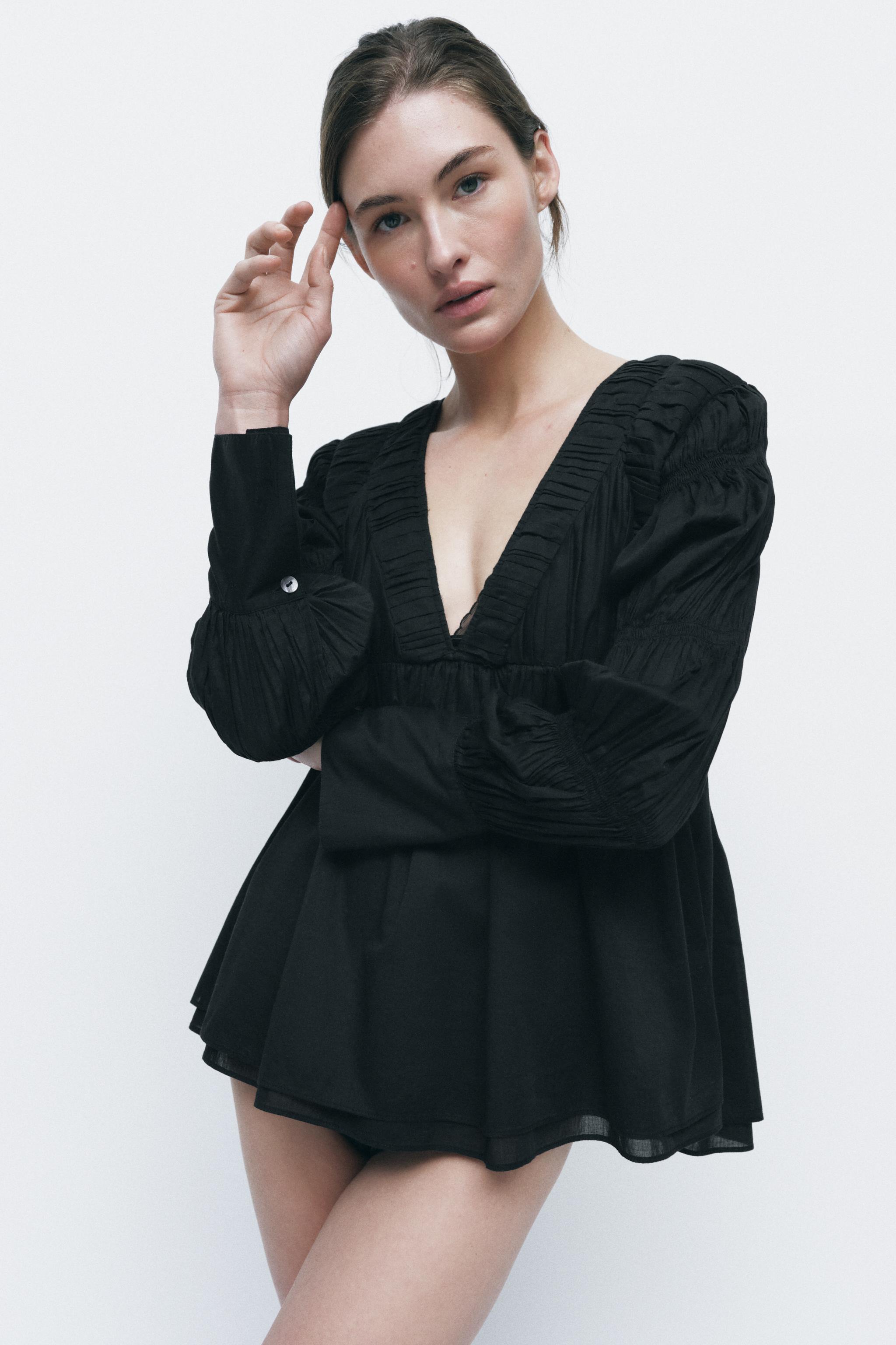 Pleated Blouse With Elastic