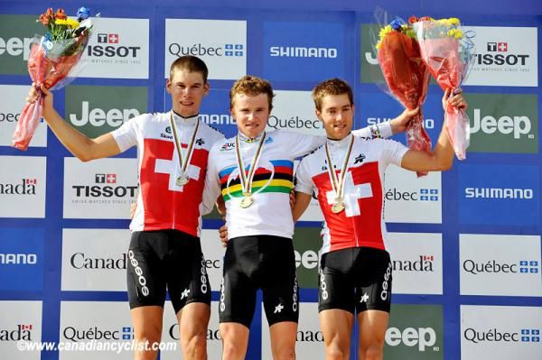 Switzerland swept the Under 23 men's cross country podium : Thomas Litscher, Mathias Fl&uuml;ckiger, Patrik Gallati
