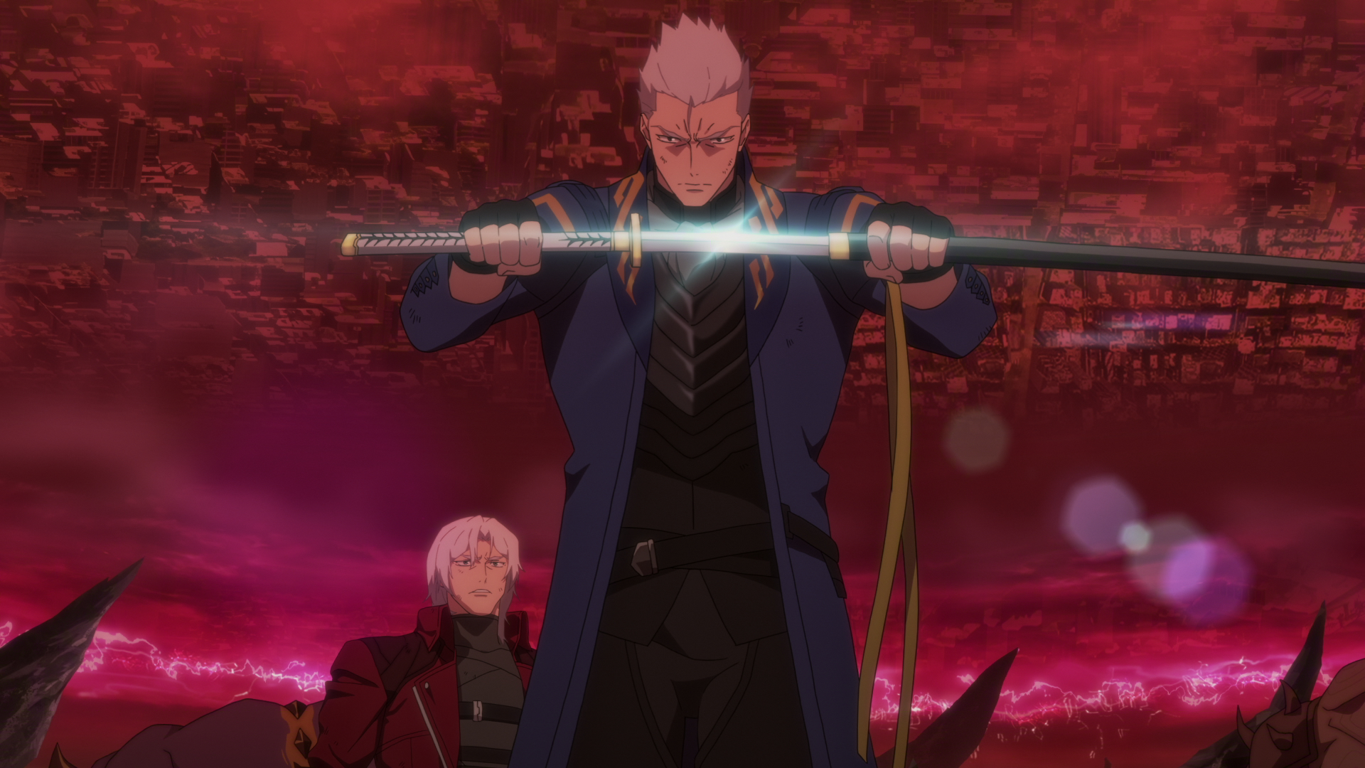 Devil May Cry S2. (L to R) Johnny Yong Bosch as Dante and Robbie Daymond as Vergil in Devil
