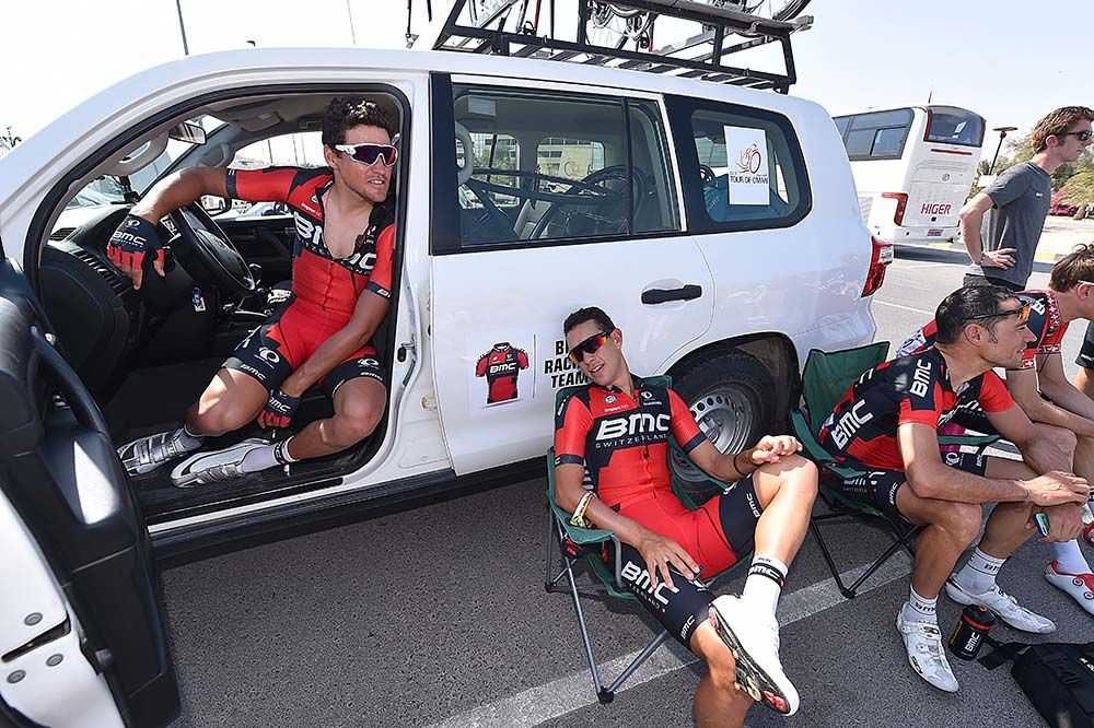 The BMC riders chill out before the stage start