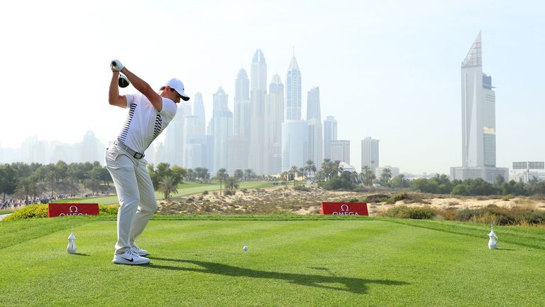 Rory McIlroy Hits A Tee Shot At The Dubai Desert Classic