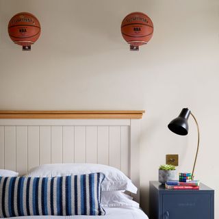 boys bedroom with fun basketball accents