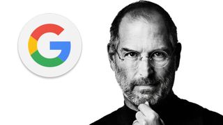 Steve Jobs and the Google logo